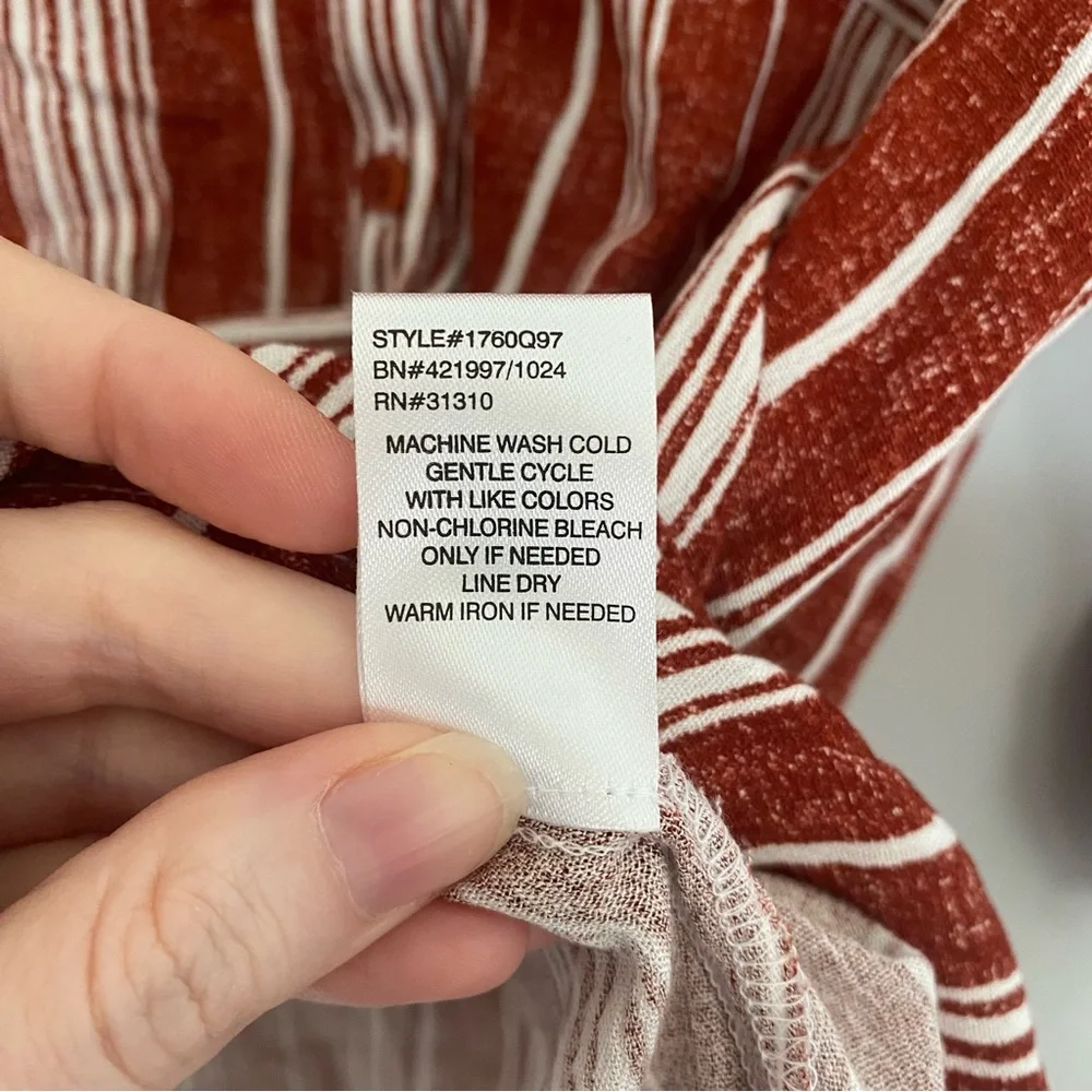 NWOT Rust 3/4 Sleeve Button Down Shirt with Tie Front - Picture 7 of 7